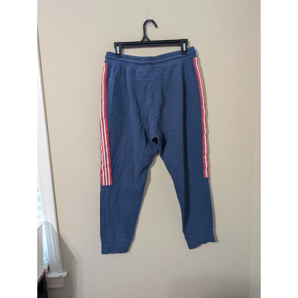 Adidas Jogger Pants Men’s L Blue Cotton Red Stripes Pockets YGI G3-136